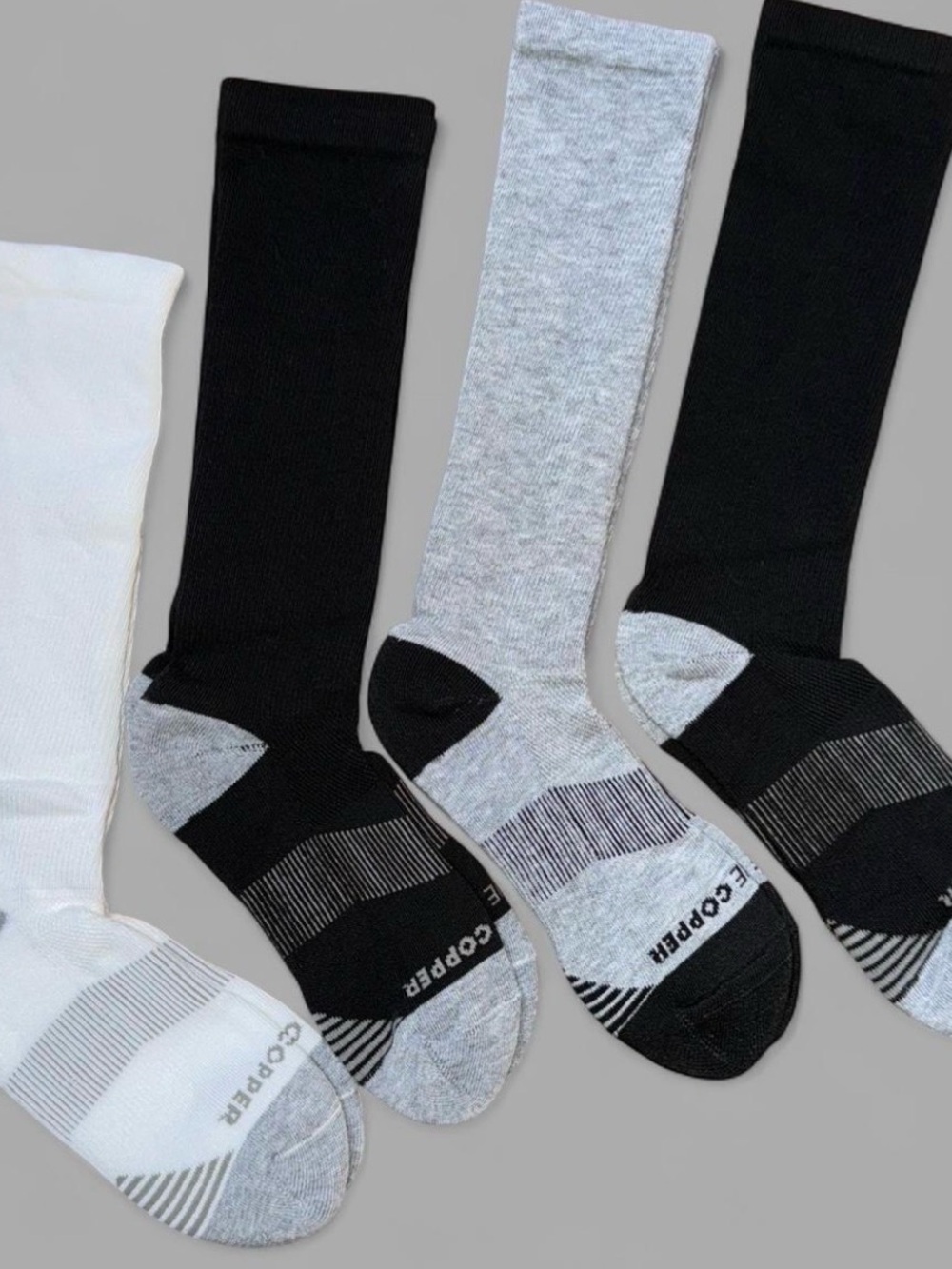 Men's Over the Calf Compression Socks - Black, Gray, White